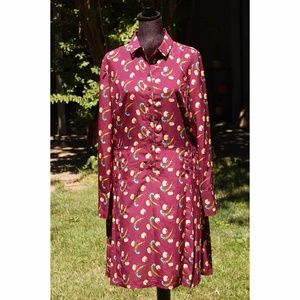 NWT Banana Republic Bordeaux Floral Pleated Shirt Dress